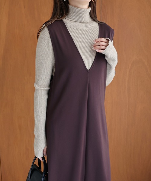 evernavy ワンピース Vネックポンチフレアワンピース : ZOZOTOWN Yahoo