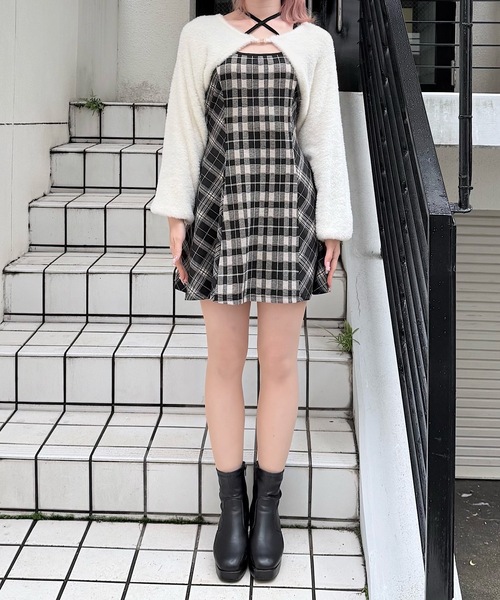 NOMAE（ノーマエ） ワンピース シャギーボレロミニチェックワンピース