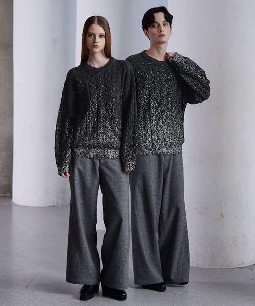 CLEL（クレイル） セーター ニット 「CLEL」Foil Print Cable Crew