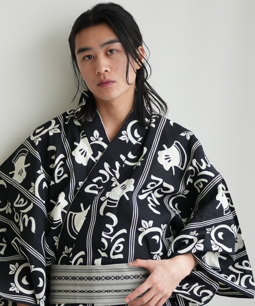 utatane 浴衣 手染め注染メンズ浴衣3点セット utatane×注染工房 斧琴菊