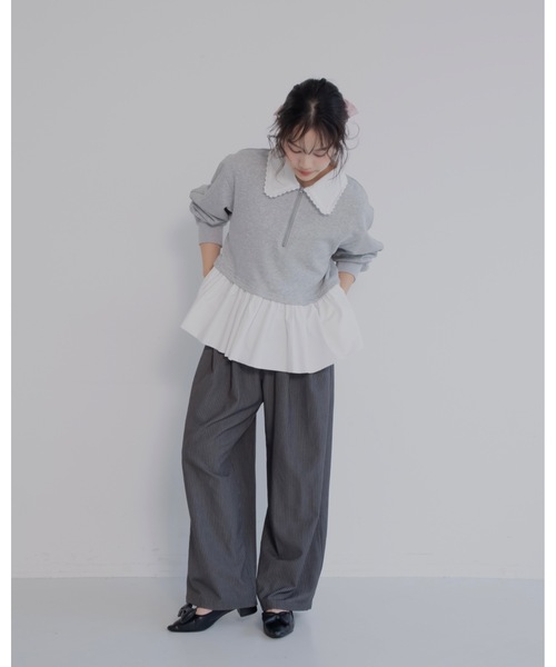 jumelle（ジュメロ） トレーナー スウェット zip collar peplum sweat