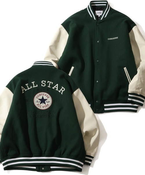 CONVERSE（コンバース） スタジャン デニム＆フェイクメルトン 袖
