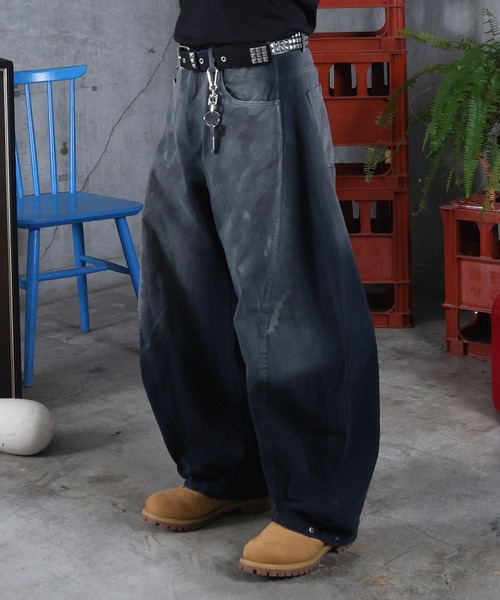 ジーンズ AW グランジ ペイント フェード加工 デニムパンツ メンズ