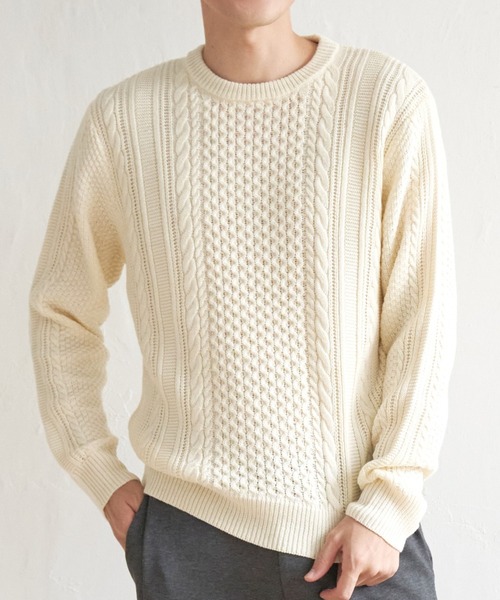 ikka（イッカ） セーター ニット 抗菌アランケーブルリサイクルニット