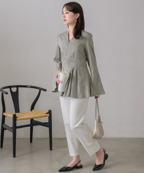 NEUNA（ヌナ） ブラウス シャツ スリットアームフレアスリーブウエスト