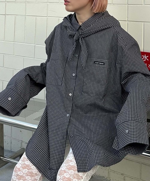 Alley Tokyo ブラウス シャツ スカーフとセットのチェックBIGシャツ