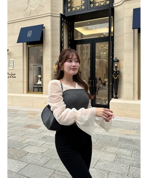 Her lip to ニット セーター Tulle Sleeve Knit Top レディース