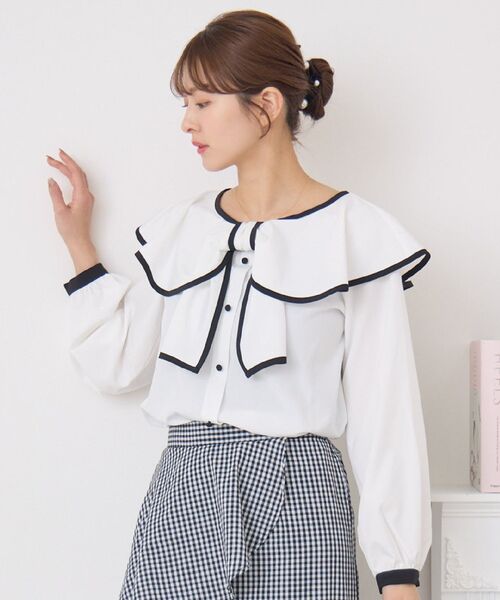 Emsexcite（エムズエキサイト） ブラウス シャツ パイピングフロント