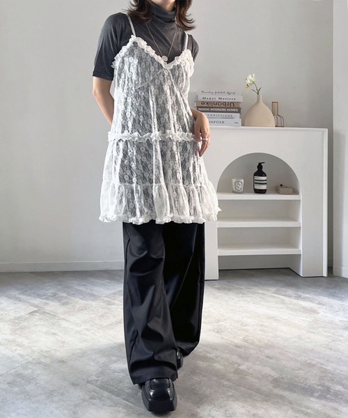 Jewelobe（ジュエローブ） キャミソール フリル×レースビスチェ