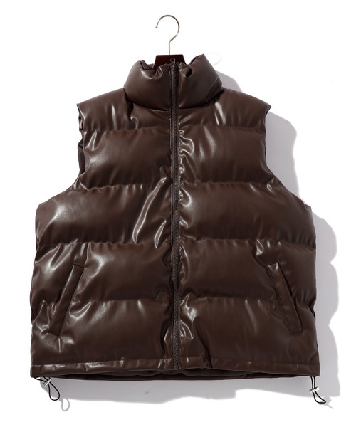 THISIS ダウンベスト ベスト PUレザー 中綿ベスト メンズ レディース