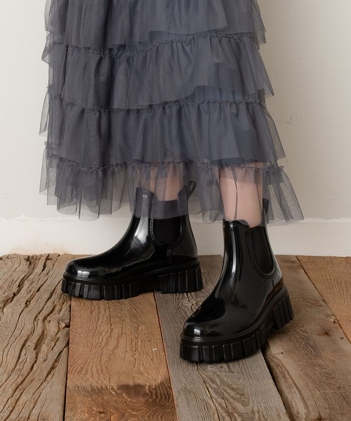 SVEC（シュベック） 長靴 レインブーツ チャンキーソール 厚底 レイン