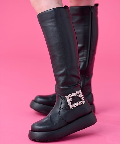 Chesty（チェスティ） ブーツ ビジューバックルロングブーツ