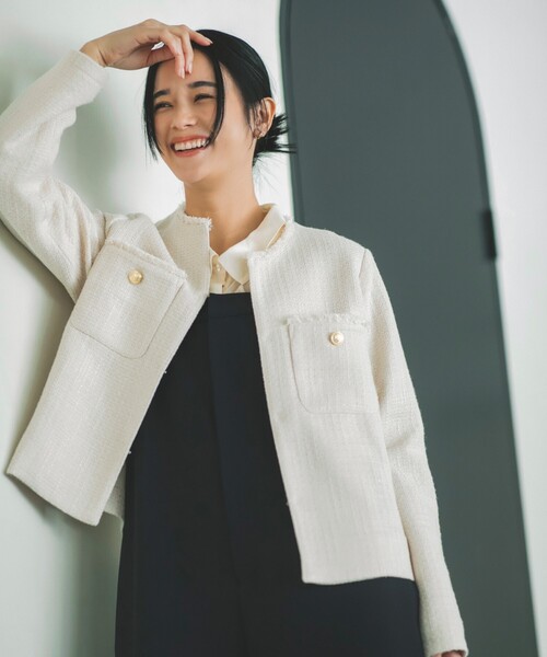 THE SHOP TK ジャケット ノーカラージャケット 「ONOFF活躍/セレモニー