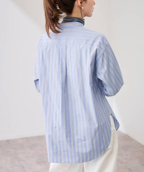 FRAMeWORK（フレームワーク） ブラウス シャツ ストライプバンドカラー