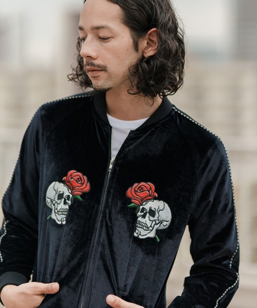 CAMBIO（カンビオ） スカジャン mj8773-ベロアスカジャン（スカル