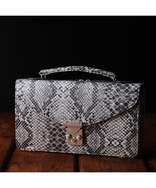 クラッチバッグ オーストリッチ・パイソン型押しメンズセカンドバッグ