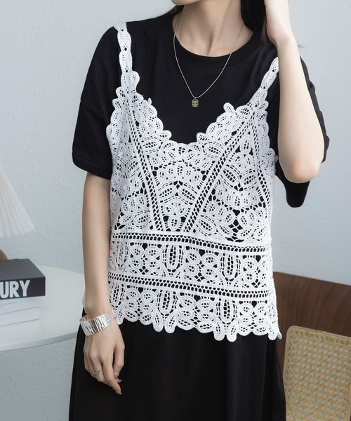 MAISON DE THERESE（メゾン ド テレーズ） キャミソール かぎ針編み柄