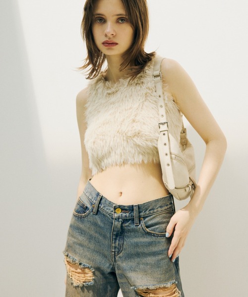 SLY（スライ） タンクトップ ノースリーブ MIX SHAGGY TANK ミックス