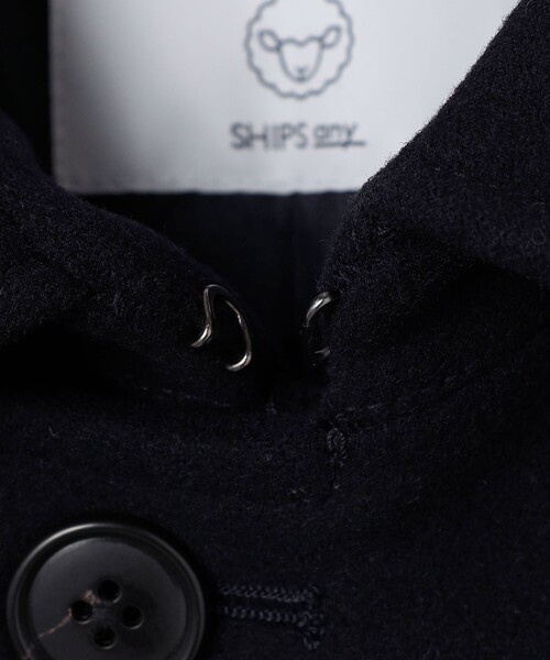 SHIPS any pコート ピーコート any: PURE WOOL MELTON シングル P