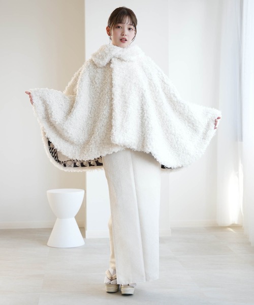 utatane ポンチョ コート プードルファーポンチョ ニコアンティーク