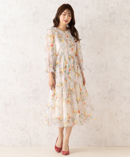 Rose Tiara（ローズティアラ） ワンピース フリルフラワープリーツ