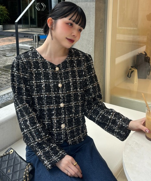 Ada. ジャケット ノーカラージャケット 「秋・冬ジャケット」金ボタン