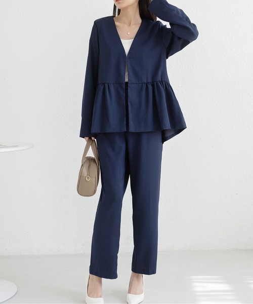 極美品【ato】48/ノーカラードレス セットアップ スーツ/デザイナーズ