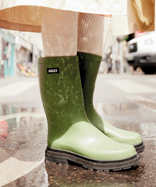 AIGLE（エーグル） 長靴 レインブーツ チャンキーヒール ミッドレイン