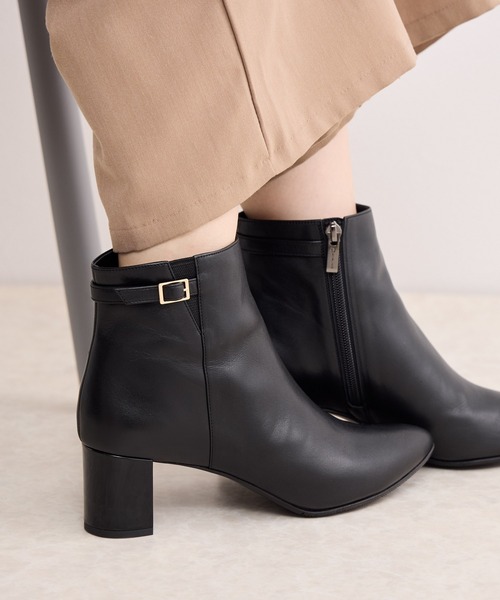 HIMIKO ブーツ 「Made in Japan」「撥水」5.5cmヒールベルトデザイン