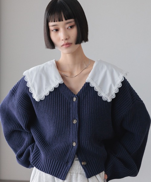 LOWRYS FARM（ローリーズファーム） カーディガン レースカラーニット