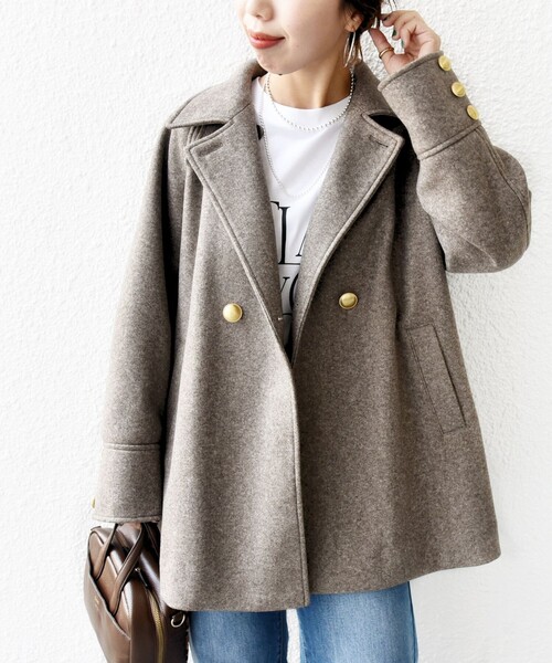 美品 シップス×ハミルトン 高級メルトンウールショートコートS