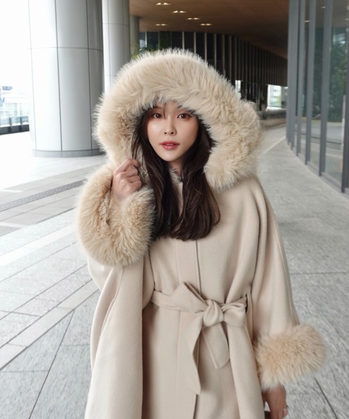 CELFORD（セルフォード） ポンチョ ファーポンチョコート レディース