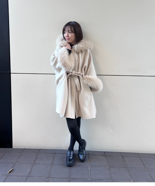 CELFORD（セルフォード） ポンチョ ファーポンチョコート レディース