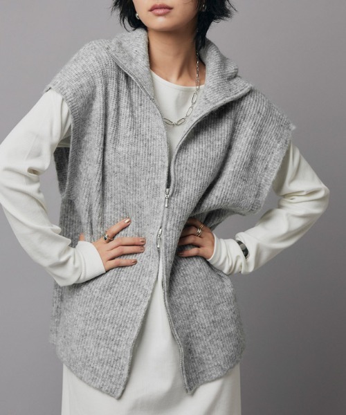 RASW（ラス） ベスト ジレ 「RASW」ダブルジップハイネックニット