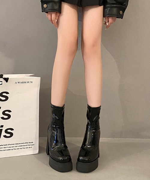 即購入OK❣️EVRIS 厚底 ショートブーツ レザー Lサイズ Lace Ladies