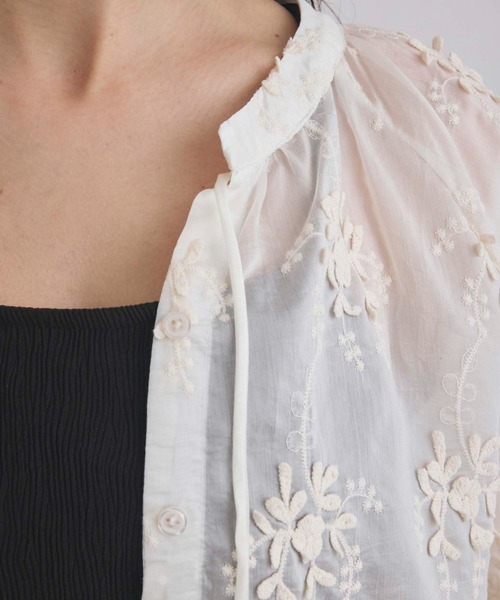 fifth（フィフス） ブラウス シャツ フラワー刺繍シアーブラウス