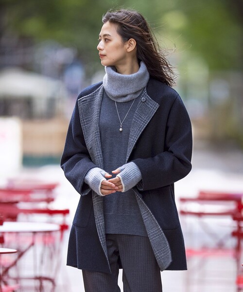 J.PRESS（J.プレス） ノーカラーコート コート 「リバーシブル」ウール