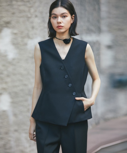 SMILE ORCHID（スマイルオーキッド） ベスト ジレ 斜めボタンジレ