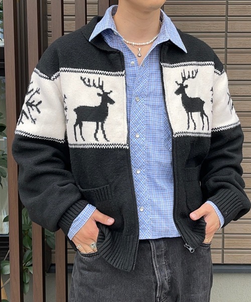 MandO（エムオー） セーター ニット ノルディック柄ダブルジップ