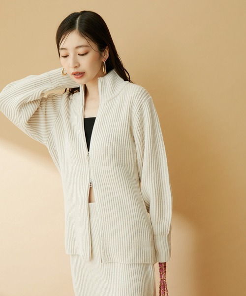 VIS（ビス） カーディガン 「洗える」ジップアップニットカーディガン