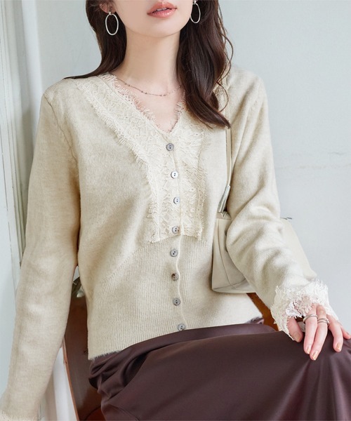 KOBE LETTUCE（神戸レタス） カーディガン Vネックレースニット