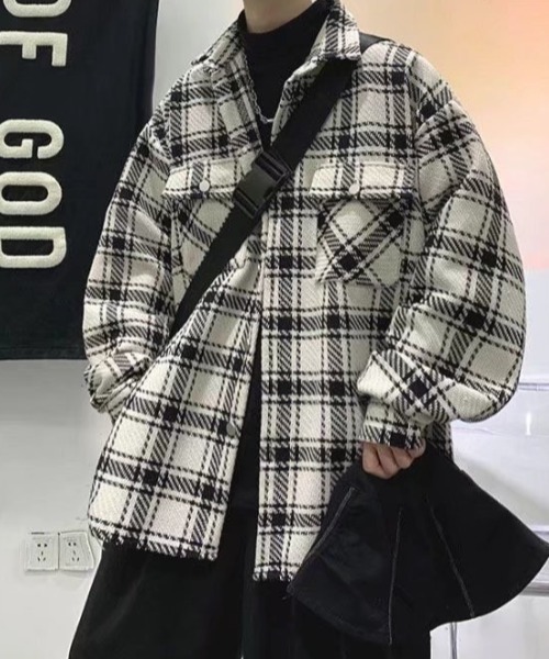 B.R.U コート ジャケット チェック柄カジュアルジャケット メンズ