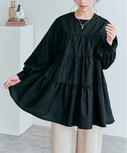 ブラウス シャツ 3way バック ティアード チュニック レディース