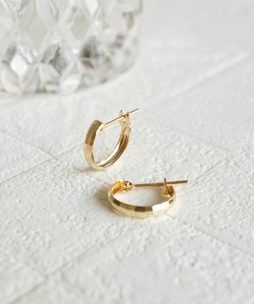 TAKE-UP（テイクアップ） ピアス K18/K10ミラーカットフープピアス( YG