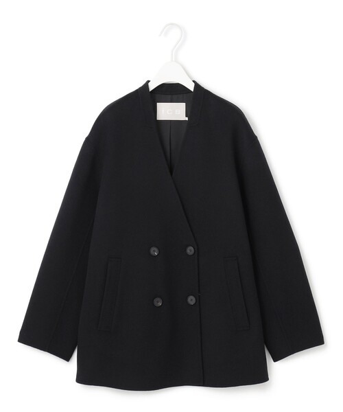 ICB（アイシービー） ノーカラーコート コート WoolRever ノーカラー