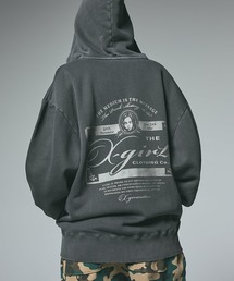 X-girl（エックスガール） パーカー PIGMENT DYED FACE LABEL ZIP UP