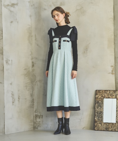 AND COUTURE（アンドクチュール） ジャンパースカート ラメツイード