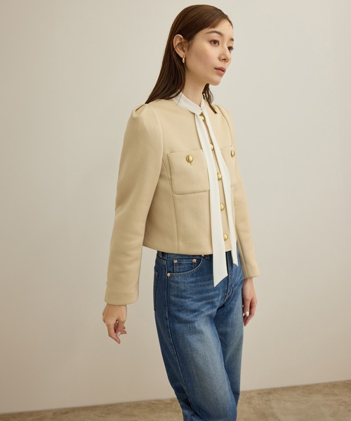 ROPE'（ロペ） ジャケット ノーカラージャケット 金ボタンニット