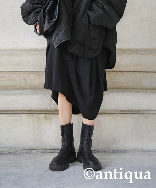antiqua（アンティカ） ブーツ フロントジップブーツ レディース