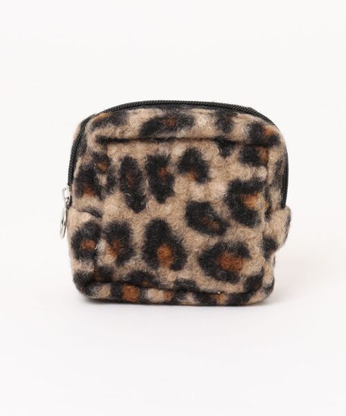 Mignonjour ポーチ Mignonjour/ヒョウ柄もこもこミニポーチ M2850
